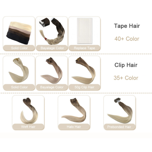 Super Highlight Bayalage Color Tape Hair Extensions,Mega Waterproof Human Hair Adhesive Replaceable 3m Tpae In Eurasian Hair